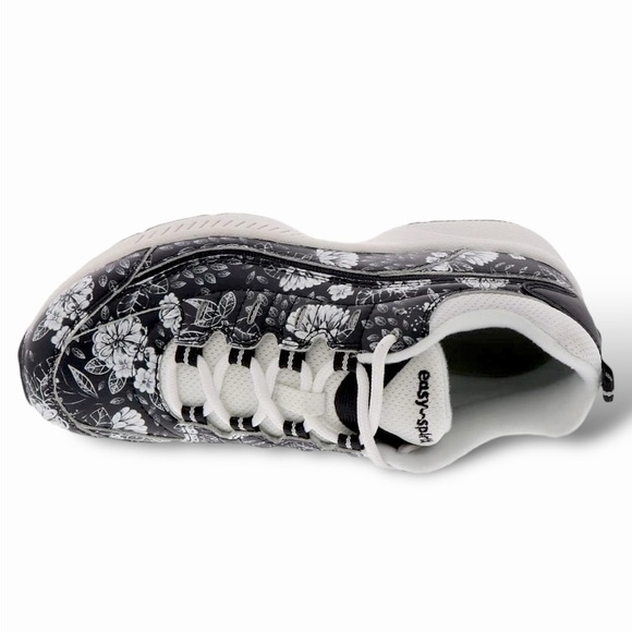 EASY SPIRIT LEATHER Romy Floral Sneaker Women’s Size 11WW Romantic Floral Goth - Picture 5 of 11